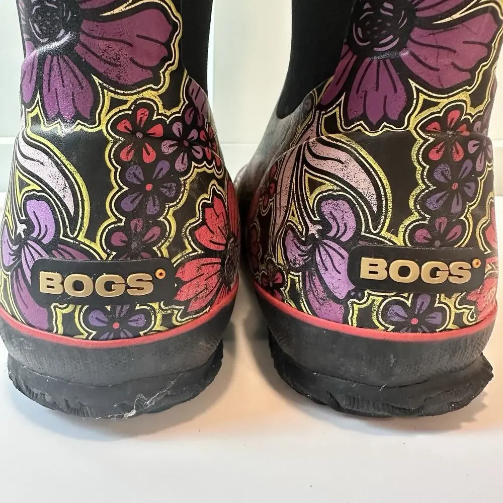 BOGS Classic Tall May Flowers Boots Womens 11 Floral Waterproof Rain Snow Boots